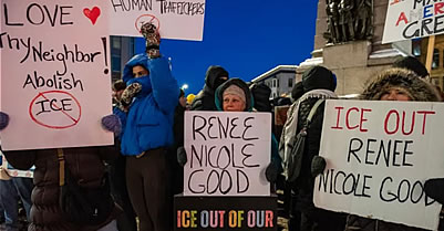 Love Thy Neighbor - Abolish ICE - Renee Nicole Good signs
